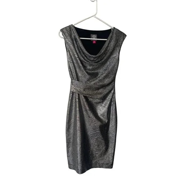 vince camuto metallic dress Vince Camuto Metallic Flounced-Sleeve Dress - Gold October